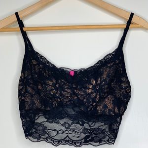 Black & Gold Glitter Lace Crop Top